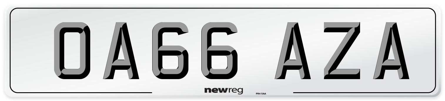 OA66 AZA Number Plate from New Reg